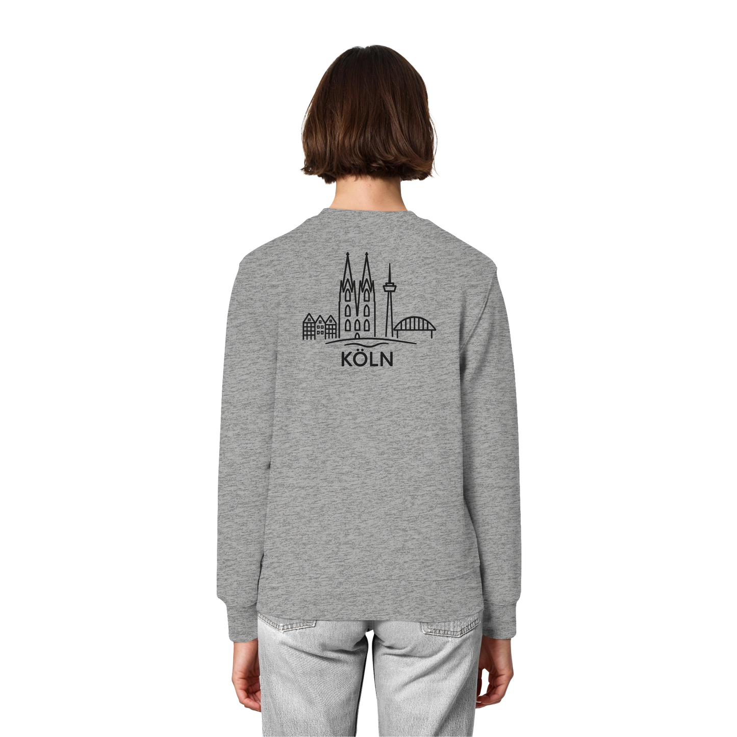 Köln Skyline (großer Druck auf dem Rücken) - Organic Lightweight Sweatshirt