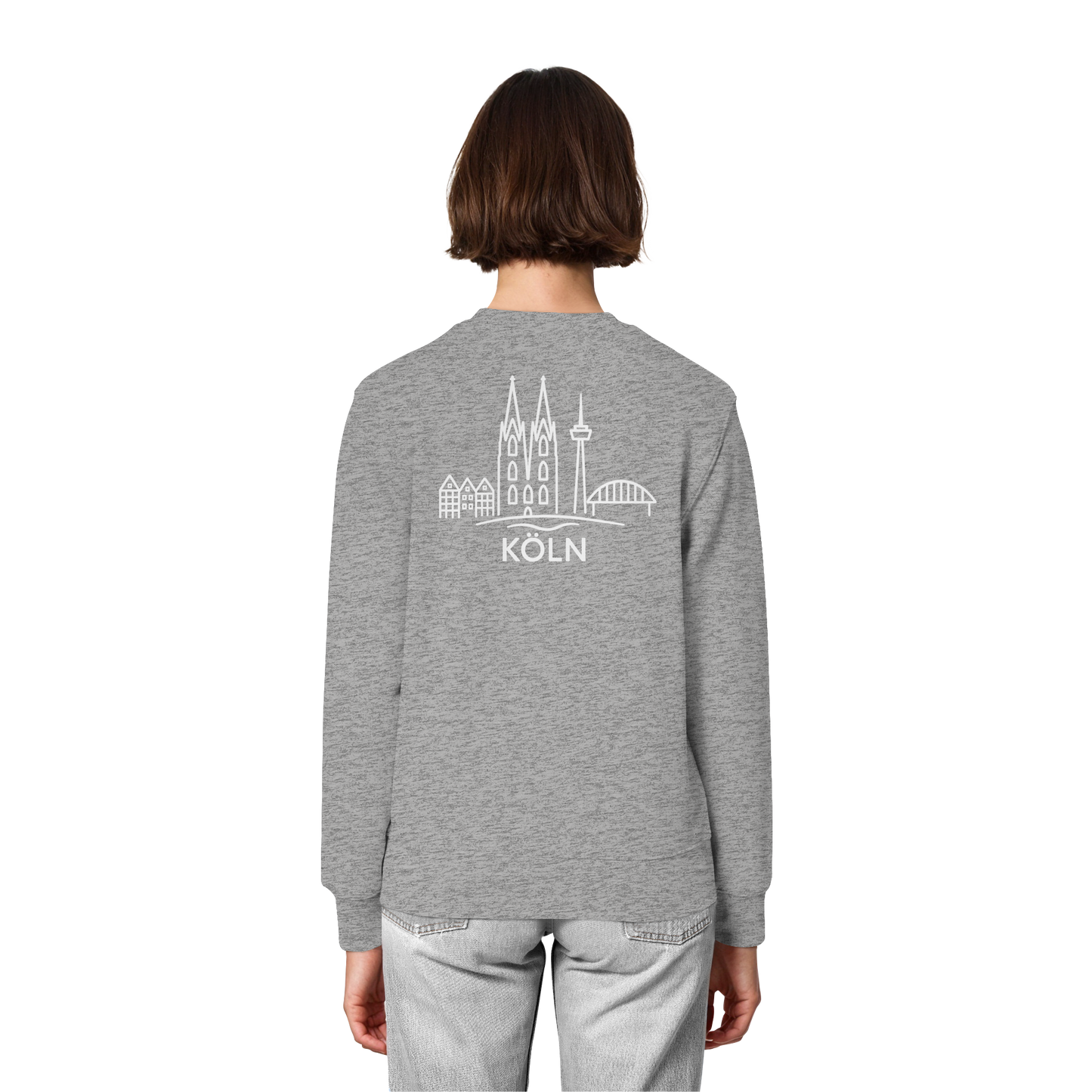 Köln Skyline (großer Druck auf dem Rücken) - Organic Lightweight Sweatshirt