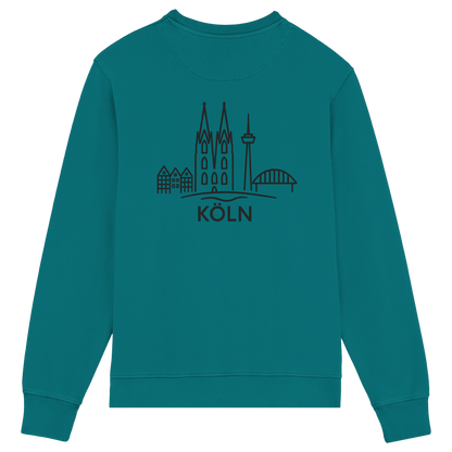 Köln Skyline (großer Druck auf dem Rücken) - Organic Lightweight Sweatshirt