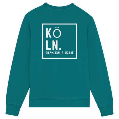Köln Koordinaten (großer Druck auf dem Rücken) - Organic Lightweight Sweatshirt