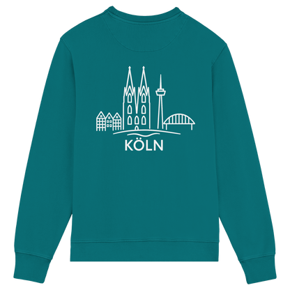 Köln Skyline (großer Druck auf dem Rücken) - Organic Lightweight Sweatshirt