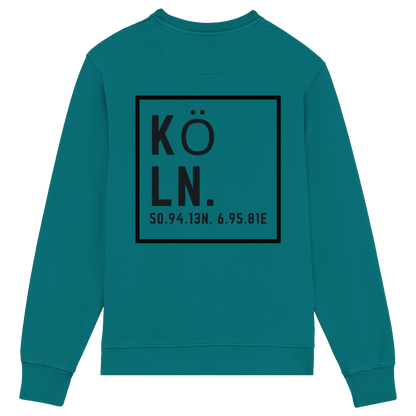 Köln Koordinaten (großer Druck auf dem Rücken) - Organic Lightweight Sweatshirt