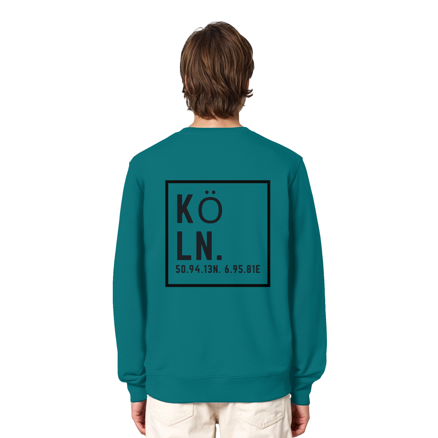 Köln Koordinaten (großer Druck auf dem Rücken) - Organic Lightweight Sweatshirt