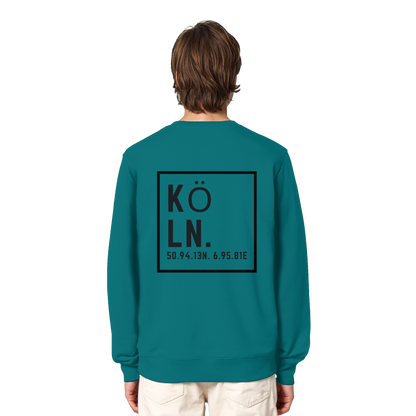 Köln Koordinaten (großer Druck auf dem Rücken) - Organic Lightweight Sweatshirt