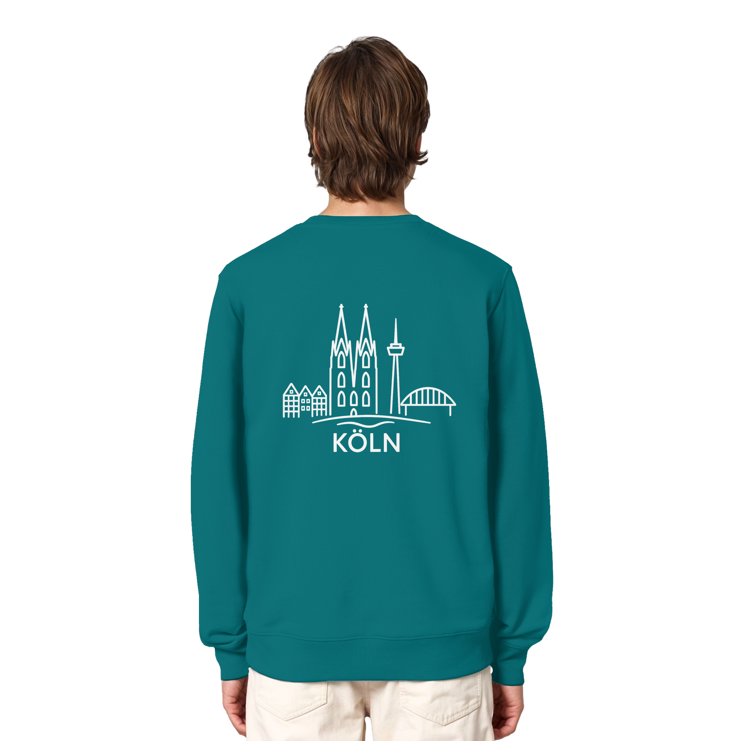 Köln Skyline (großer Druck auf dem Rücken) - Organic Lightweight Sweatshirt