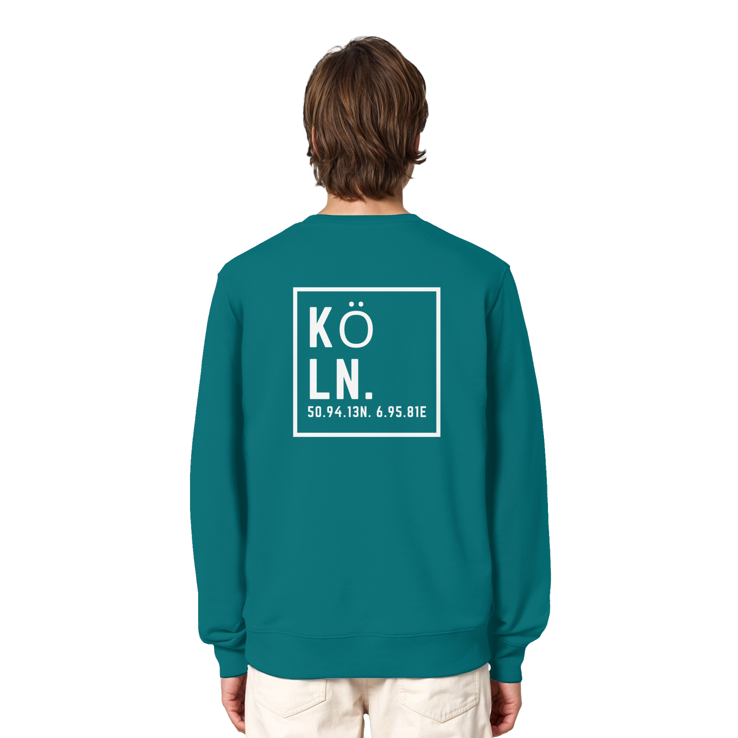 Köln Koordinaten (großer Druck auf dem Rücken) - Organic Lightweight Sweatshirt