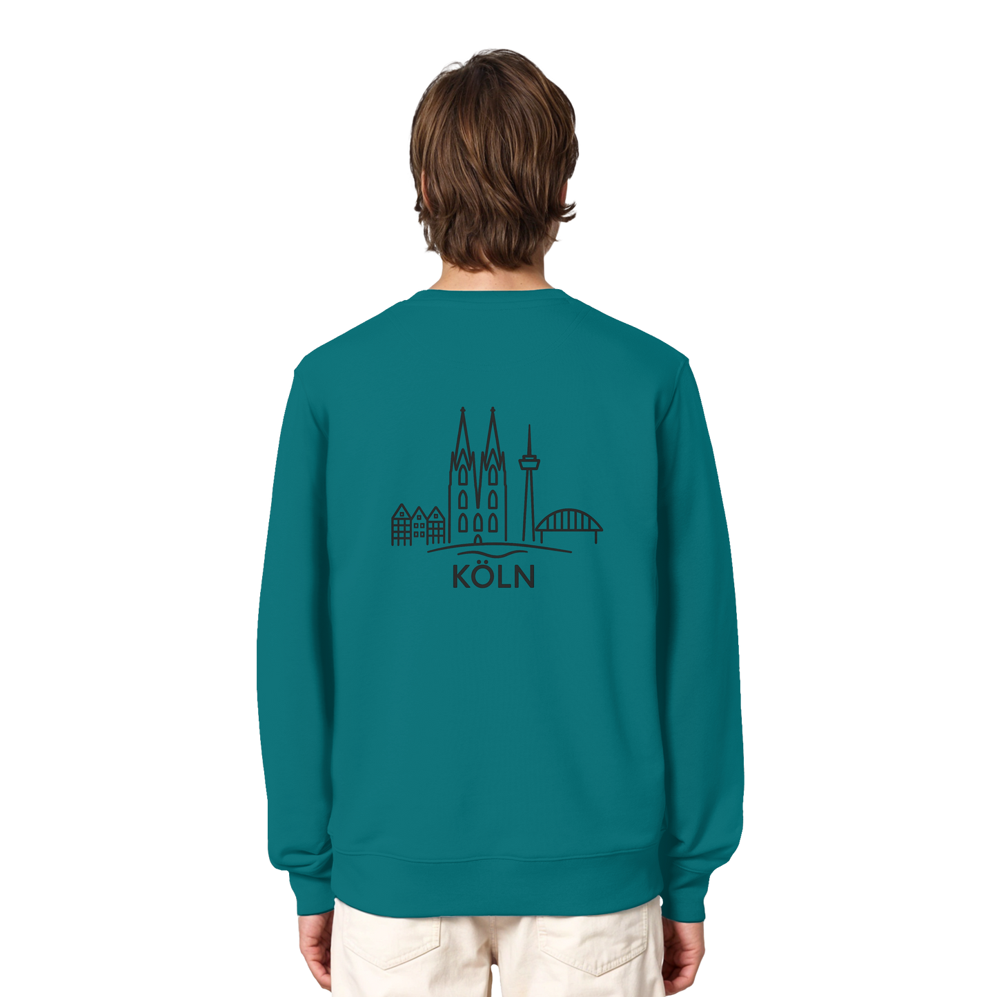 Köln Skyline (großer Druck auf dem Rücken) - Organic Lightweight Sweatshirt