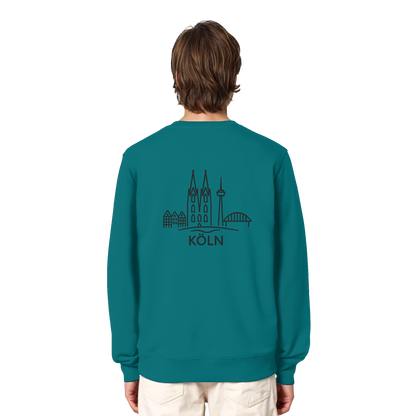 Köln Skyline (großer Druck auf dem Rücken) - Organic Lightweight Sweatshirt