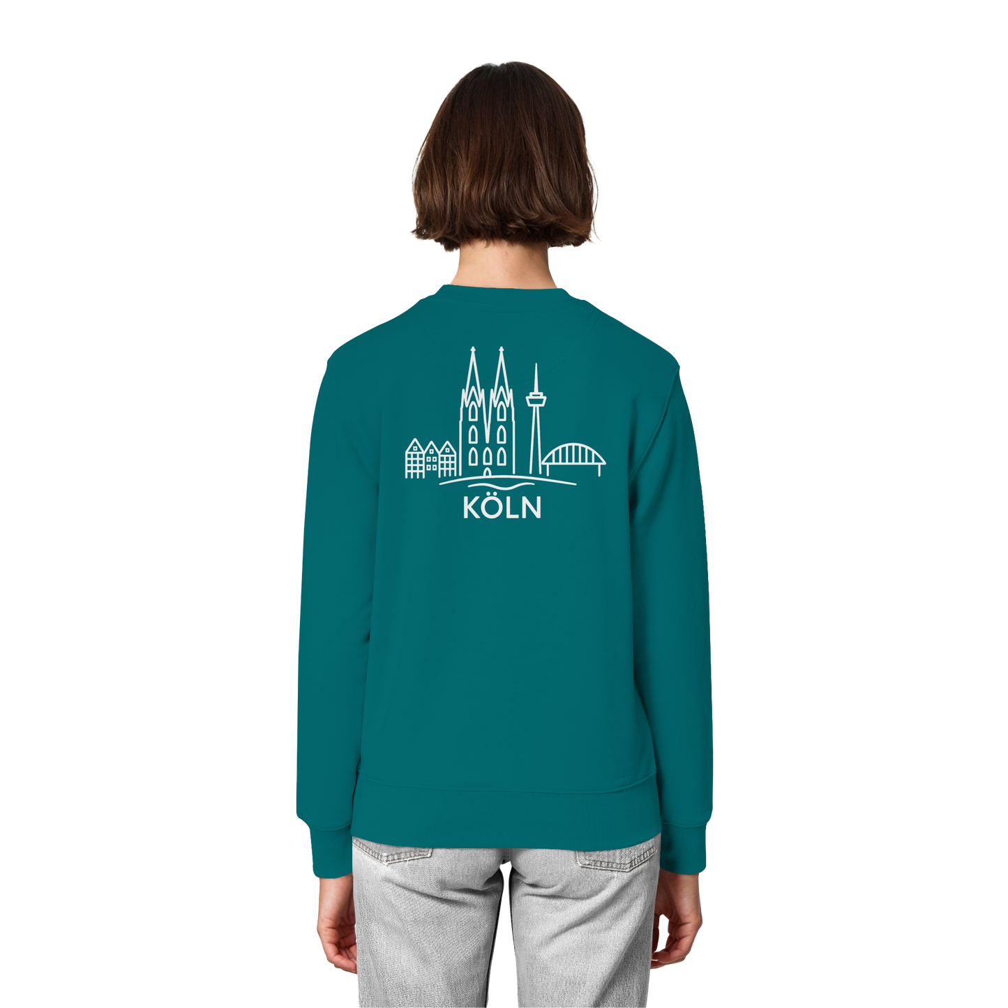 Köln Skyline (großer Druck auf dem Rücken) - Organic Lightweight Sweatshirt