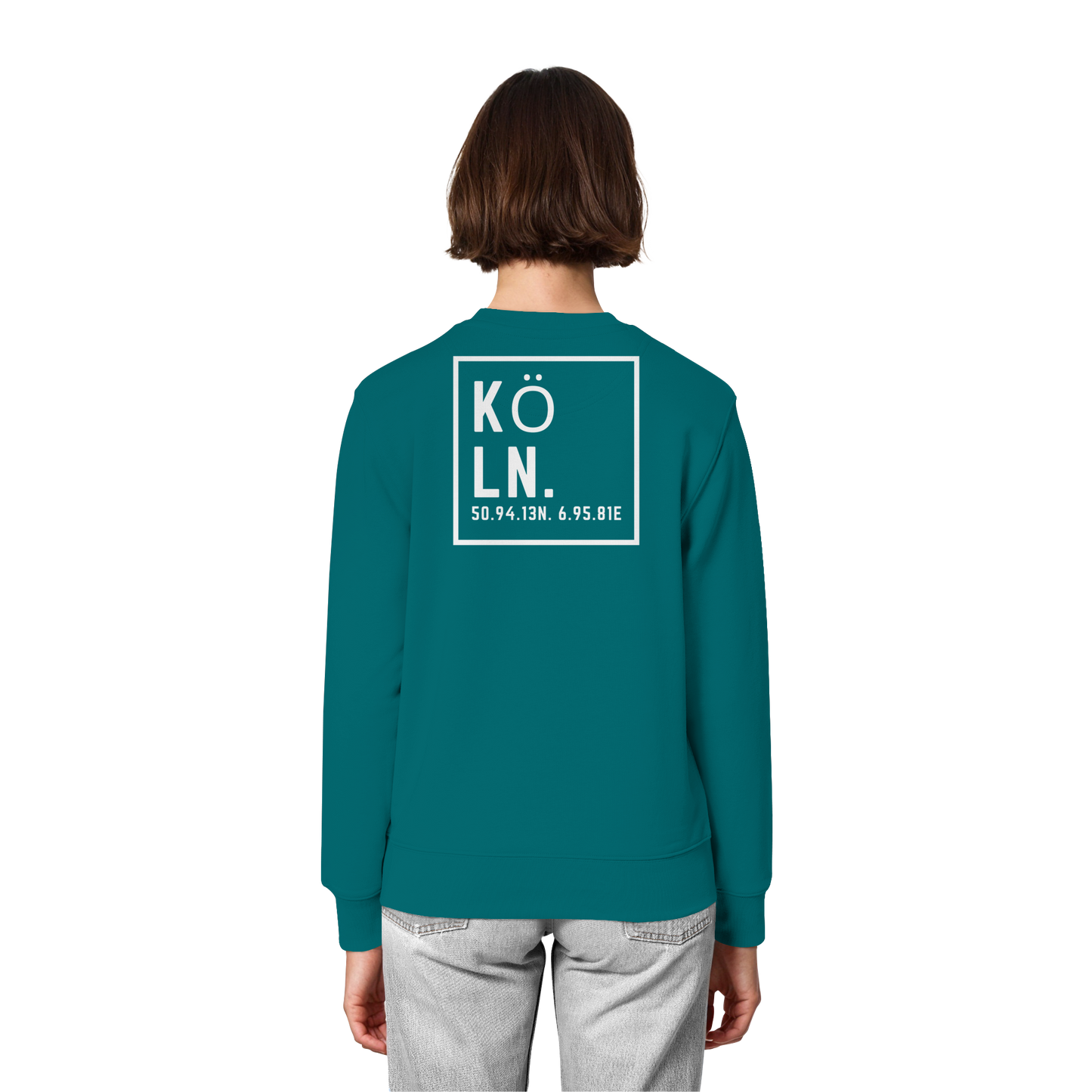 Köln Koordinaten (großer Druck auf dem Rücken) - Organic Lightweight Sweatshirt