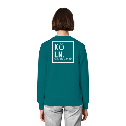 Köln Koordinaten (großer Druck auf dem Rücken) - Organic Lightweight Sweatshirt