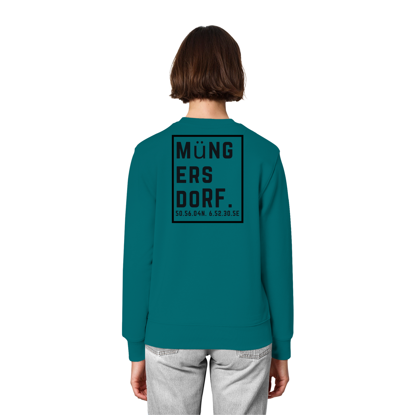 Müngersdorf Koordinaten (großer Druck auf dem Rücken) - Organic Lightweight Sweatshirt