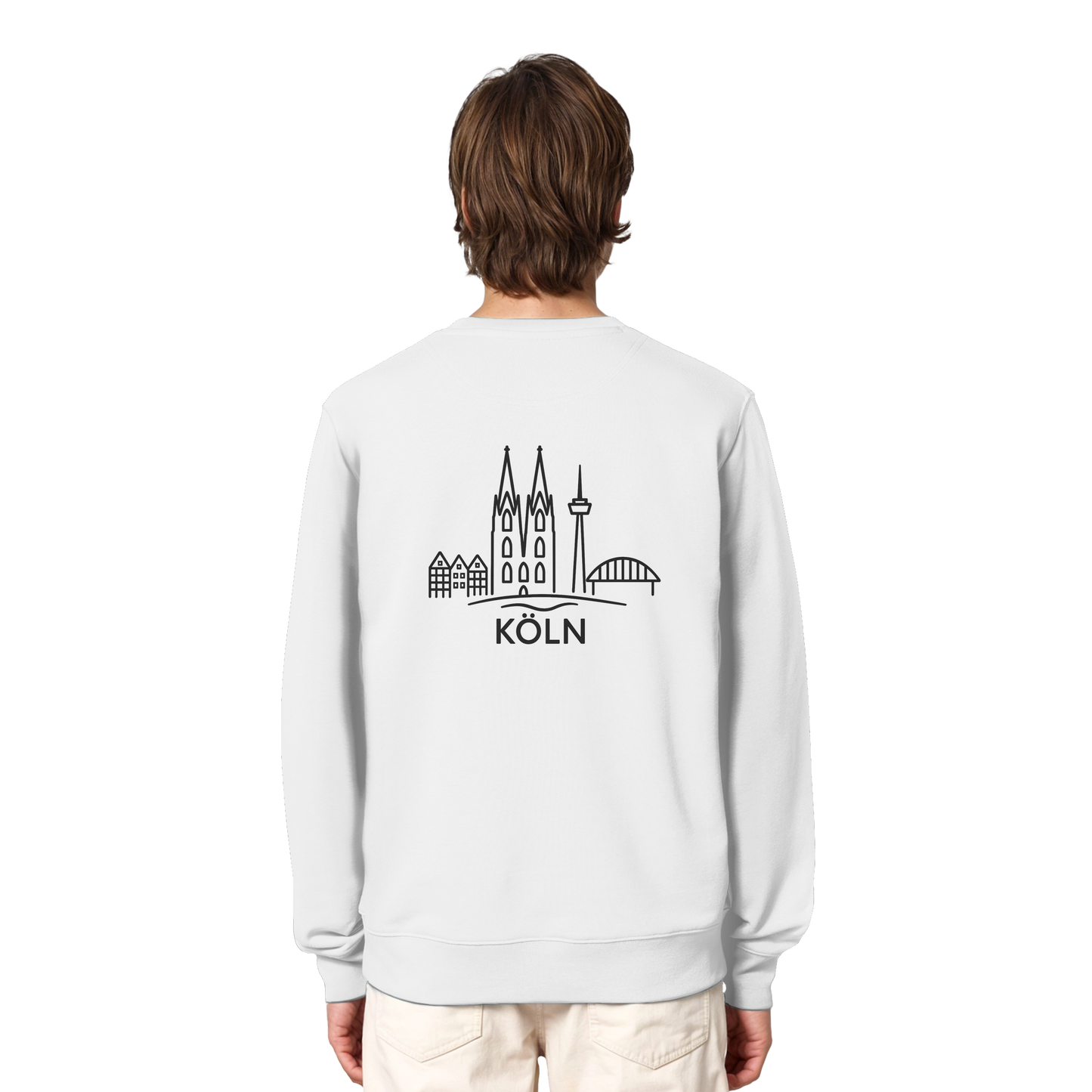 Köln Skyline (großer Druck auf dem Rücken) - Organic Lightweight Sweatshirt