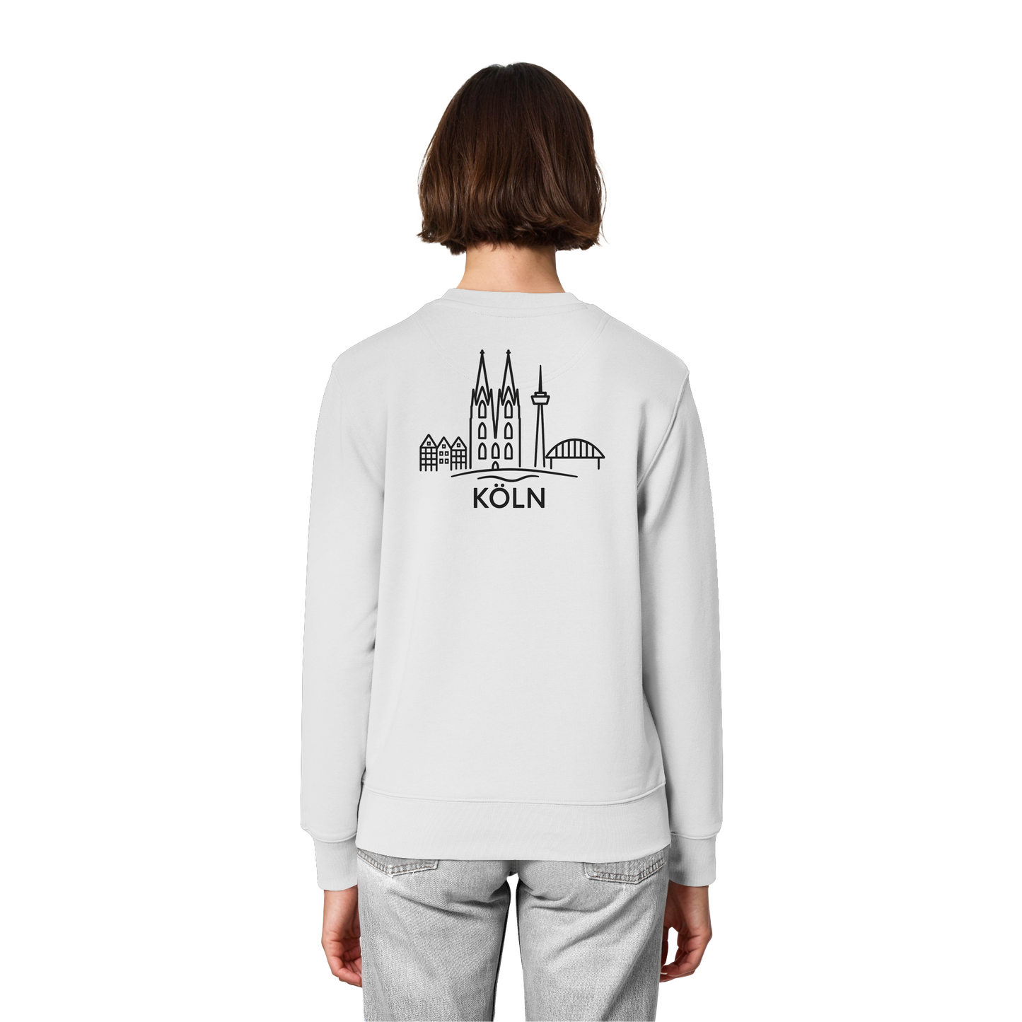 Köln Skyline (großer Druck auf dem Rücken) - Organic Lightweight Sweatshirt