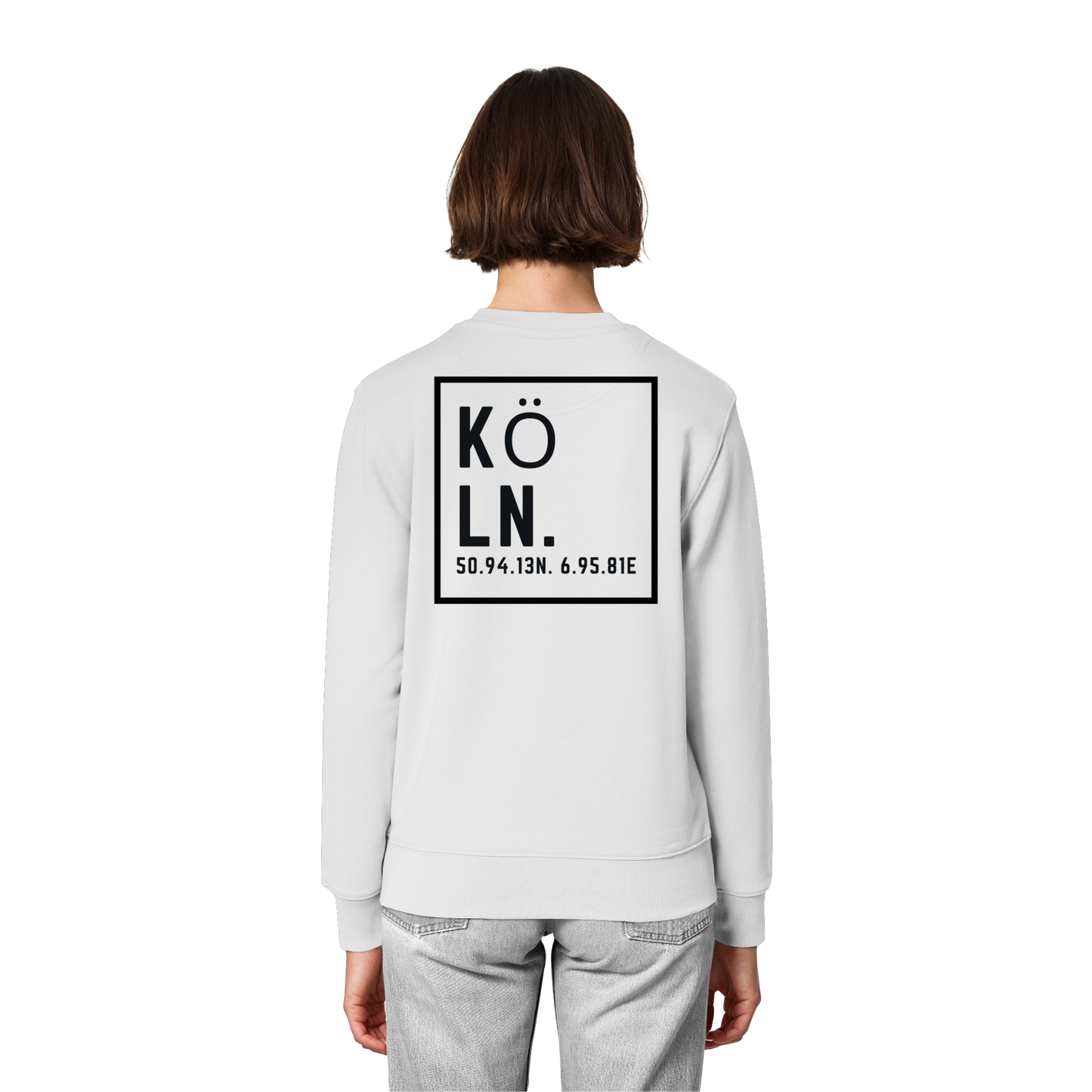 Köln Koordinaten (großer Druck auf dem Rücken) - Organic Lightweight Sweatshirt