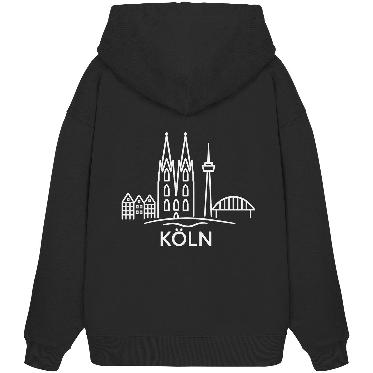Köln Skyline (großer Druck auf dem Rücken) - Organic Oversize Hoodie