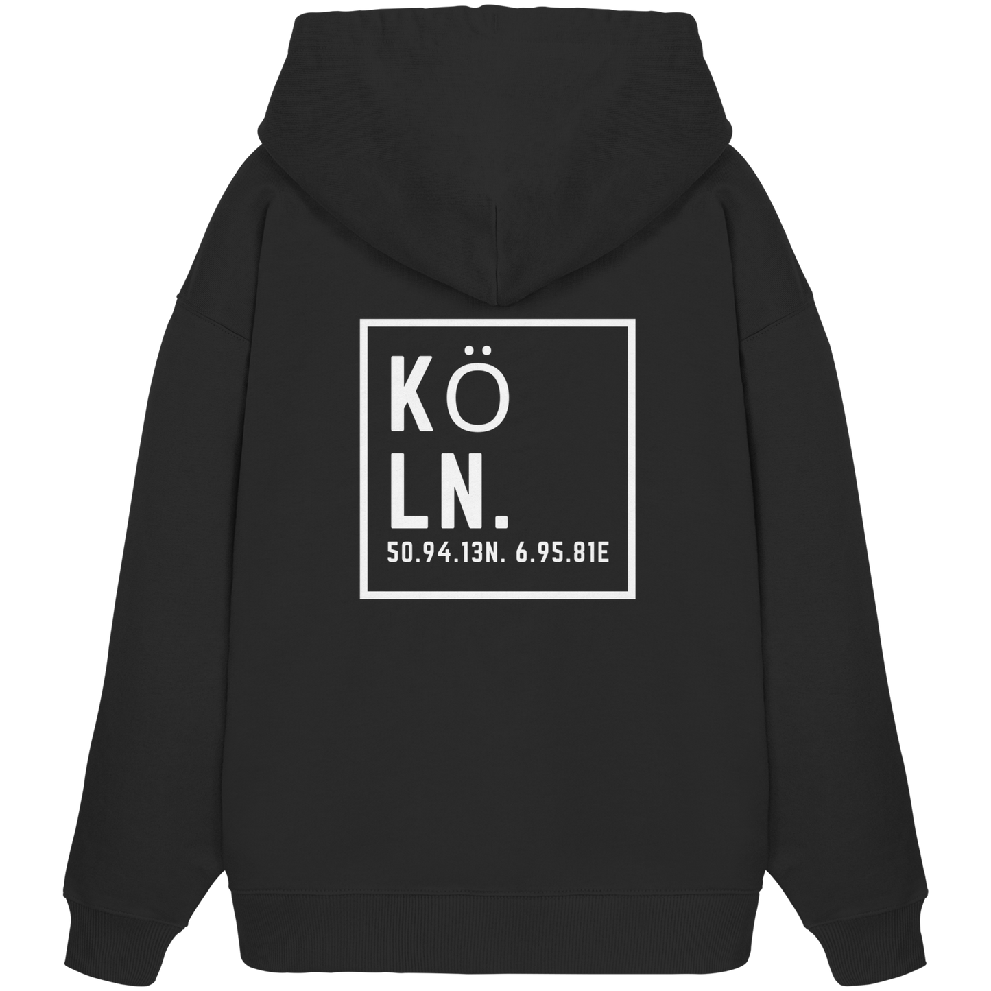 Köln Koordinaten (großer Druck auf dem Rücken) - Organic Oversize Hoodie