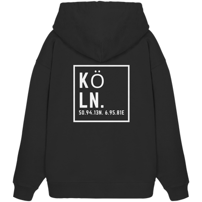 Köln Koordinaten (großer Druck auf dem Rücken) - Organic Oversize Hoodie