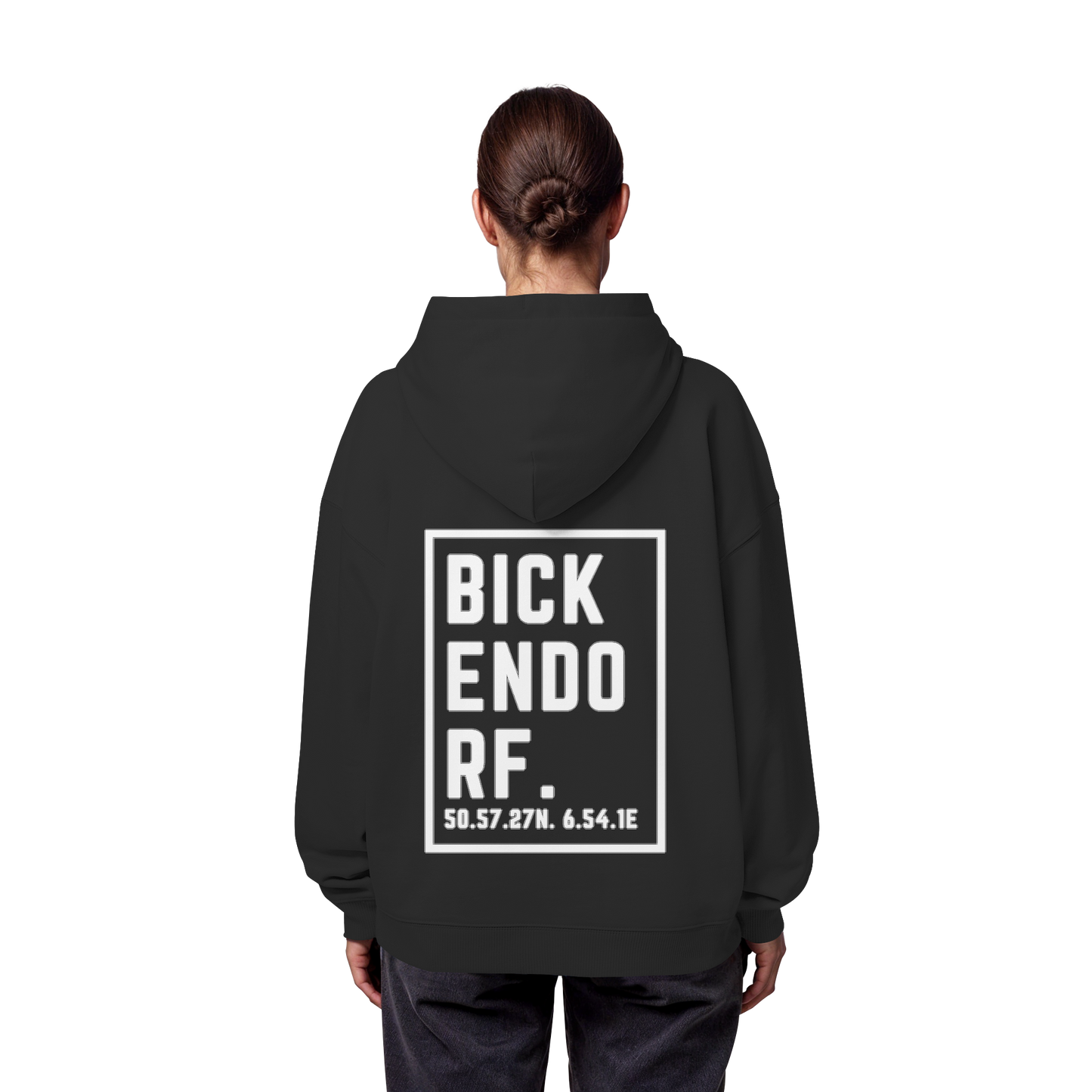 Bickendorf Koordinaten (großer Druck auf dem Rücken) - Organic Oversize Hoodie
