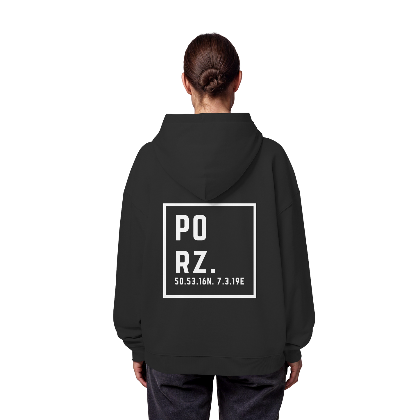 Porz Koordinaten (großer Druck Rücken) - Organic Oversize Hoodie