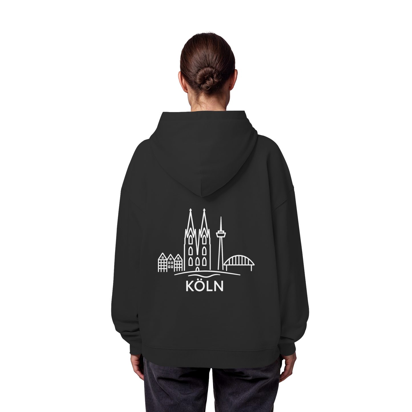 Köln Skyline (großer Druck auf dem Rücken) - Organic Oversize Hoodie