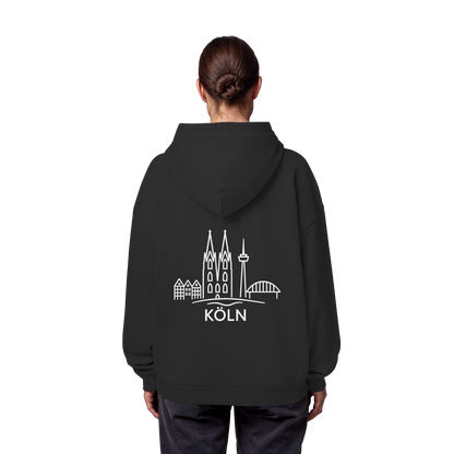 Köln Skyline (großer Druck auf dem Rücken) - Organic Oversize Hoodie