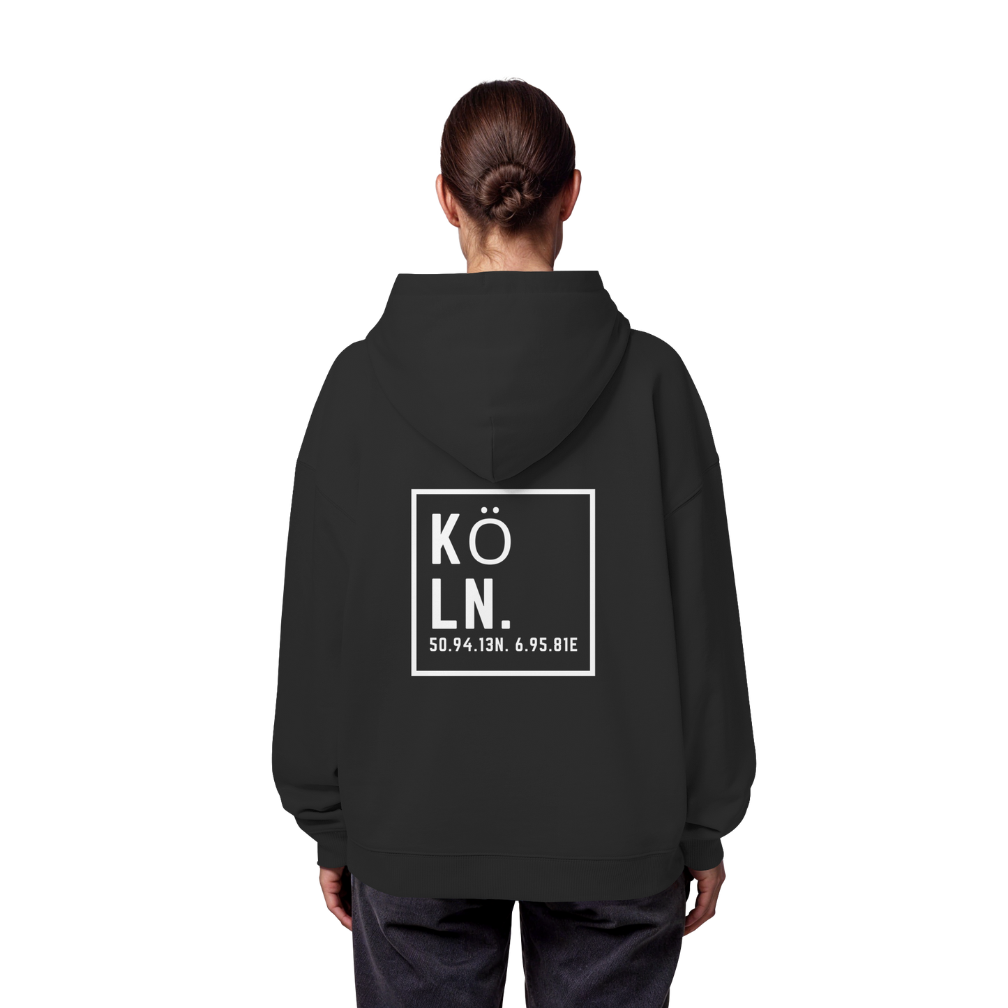 Köln Koordinaten (großer Druck auf dem Rücken) - Organic Oversize Hoodie
