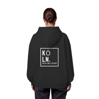 Köln Koordinaten (großer Druck auf dem Rücken) - Organic Oversize Hoodie