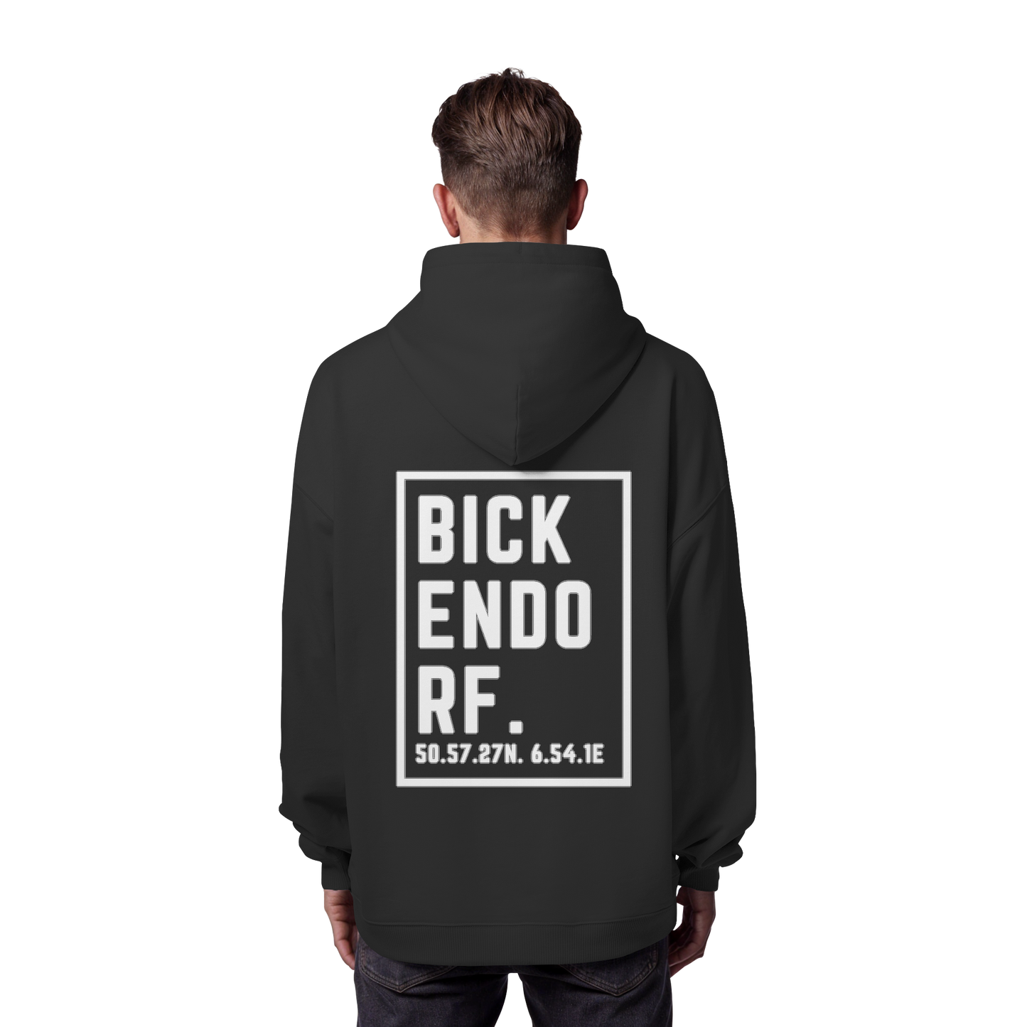 Bickendorf Koordinaten (großer Druck auf dem Rücken) - Organic Oversize Hoodie