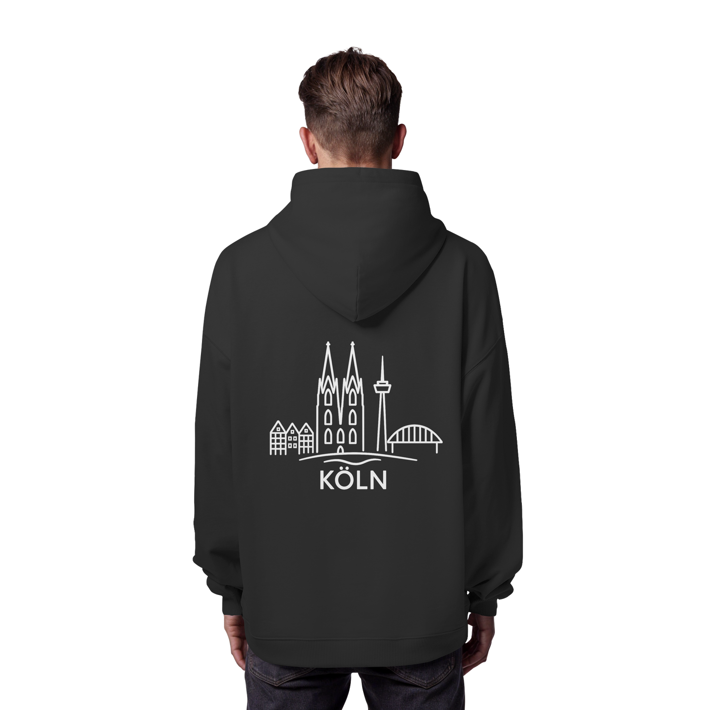 Köln Skyline (großer Druck auf dem Rücken) - Organic Oversize Hoodie