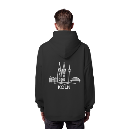 Köln Skyline (großer Druck auf dem Rücken) - Organic Oversize Hoodie