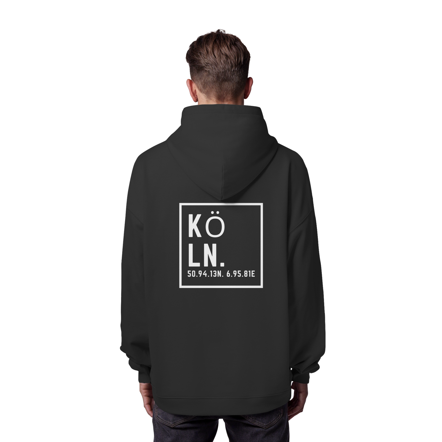 Köln Koordinaten (großer Druck auf dem Rücken) - Organic Oversize Hoodie