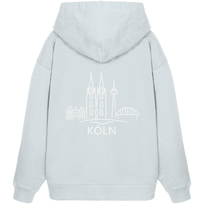 Köln Skyline (großer Druck auf dem Rücken) - Organic Oversize Hoodie