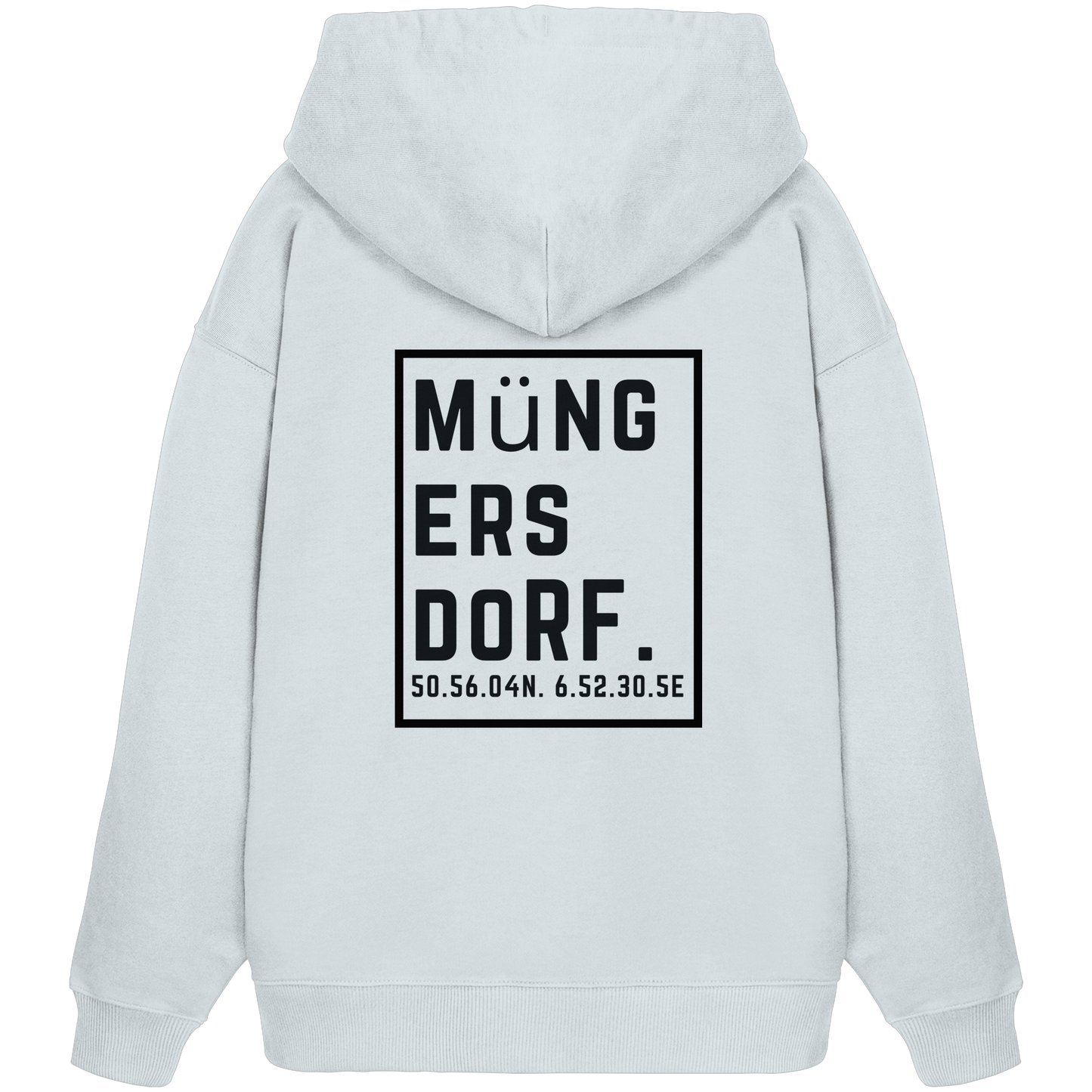 Müngersdorf Koordinaten (großer Druck auf dem Rücken) - Organic Oversize Hoodie