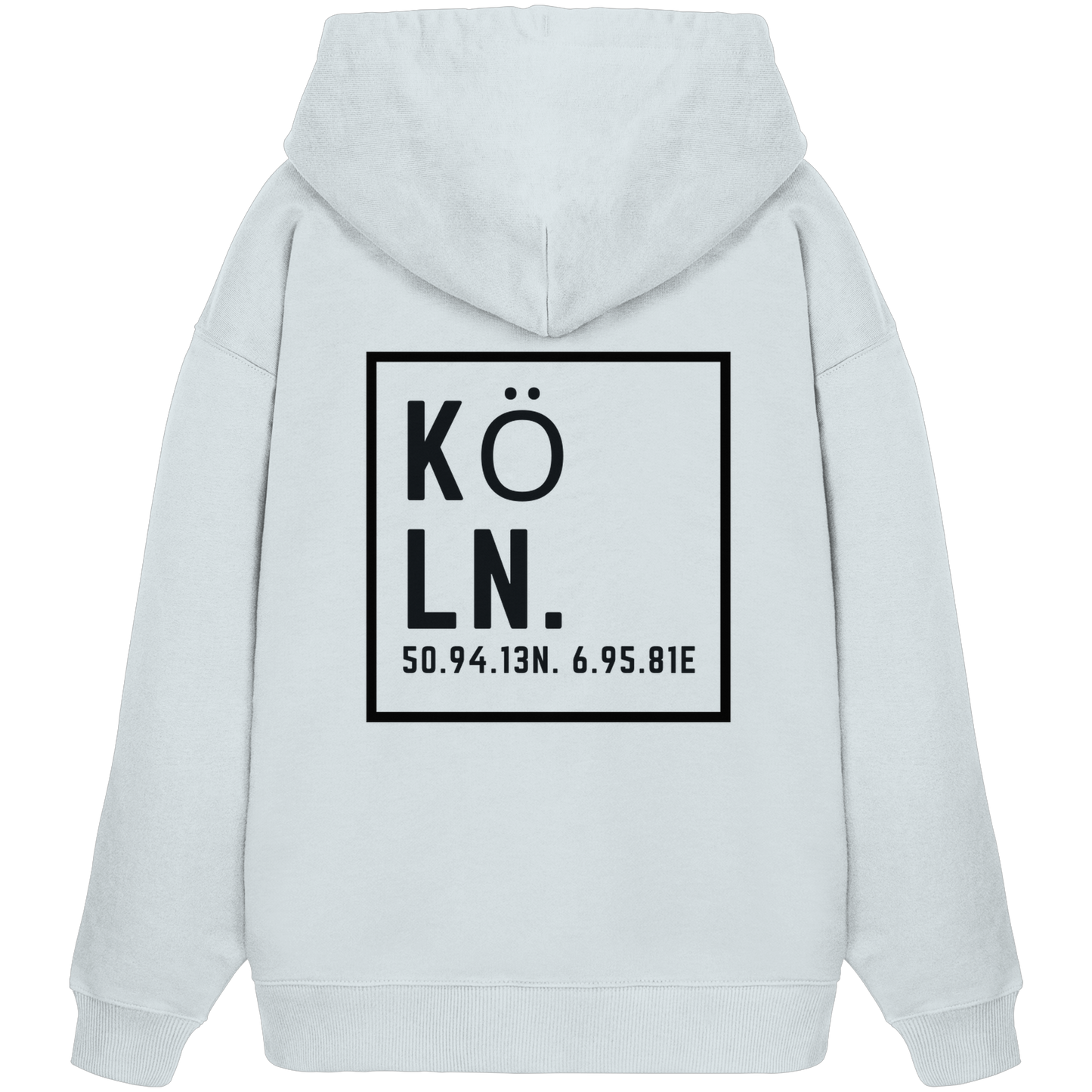 Köln Koordinaten (großer Druck auf dem Rücken) - Organic Oversize Hoodie