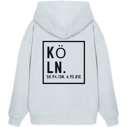 Köln Koordinaten (großer Druck auf dem Rücken) - Organic Oversize Hoodie