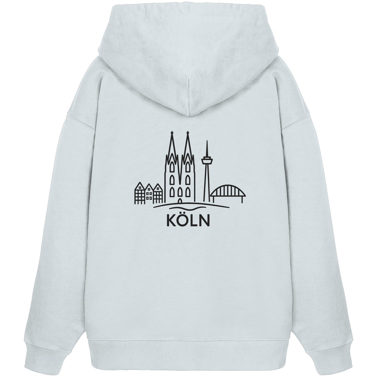 Köln Skyline (großer Druck auf dem Rücken) - Organic Oversize Hoodie