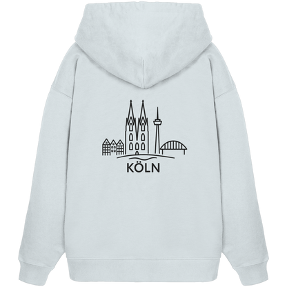 Köln Skyline (großer Druck auf dem Rücken) - Organic Oversize Hoodie