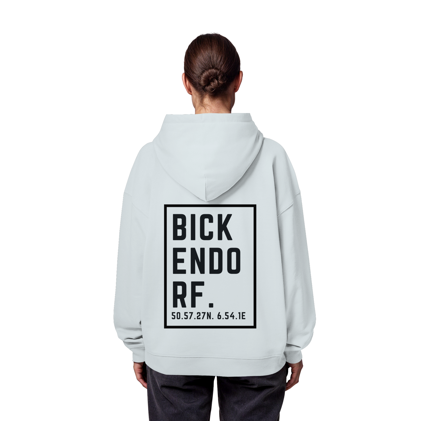 Bickendorf Koordinaten (großer Druck auf dem Rücken) - Organic Oversize Hoodie