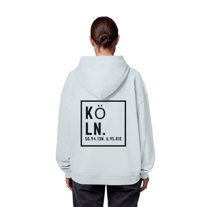 Köln Koordinaten (großer Druck auf dem Rücken) - Organic Oversize Hoodie