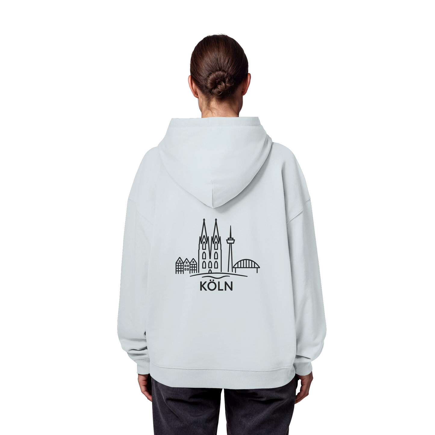 Köln Skyline (großer Druck auf dem Rücken) - Organic Oversize Hoodie