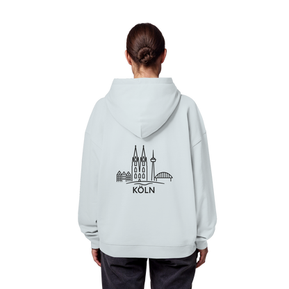 Köln Skyline (großer Druck auf dem Rücken) - Organic Oversize Hoodie