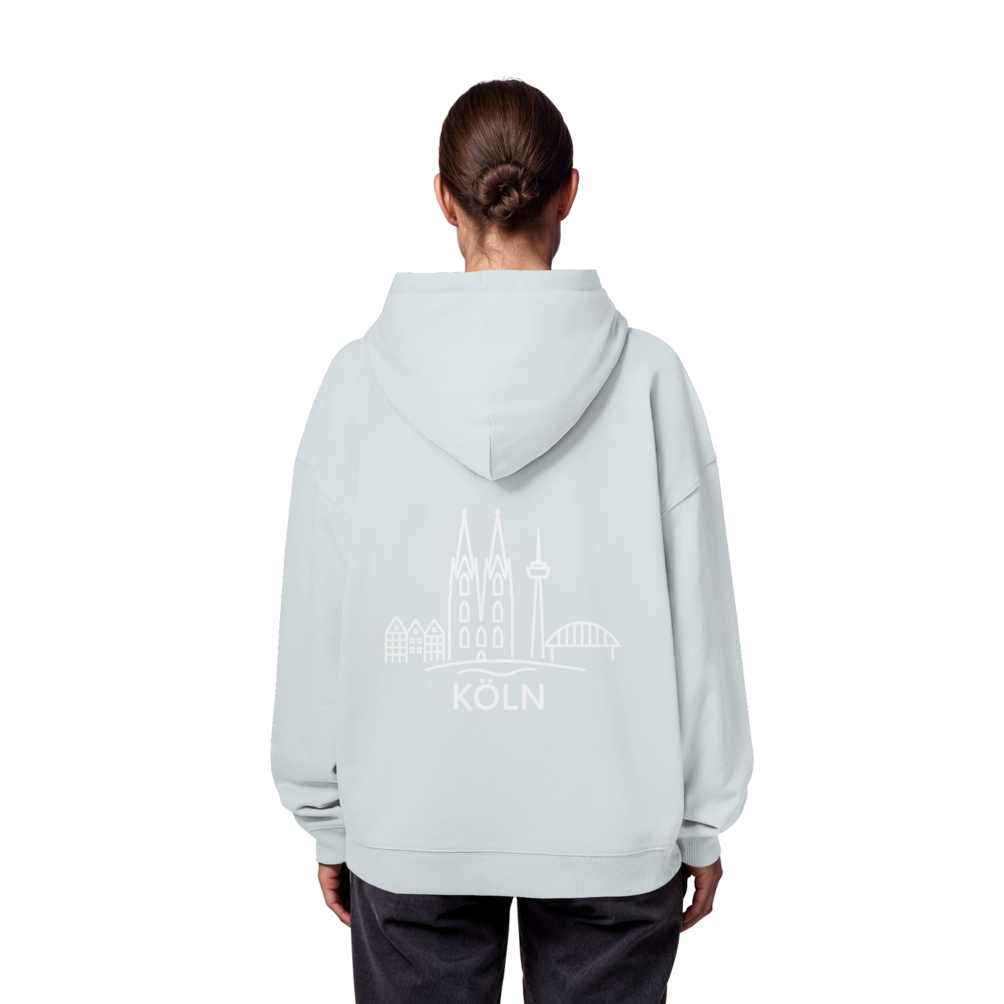 Köln Skyline (großer Druck auf dem Rücken) - Organic Oversize Hoodie