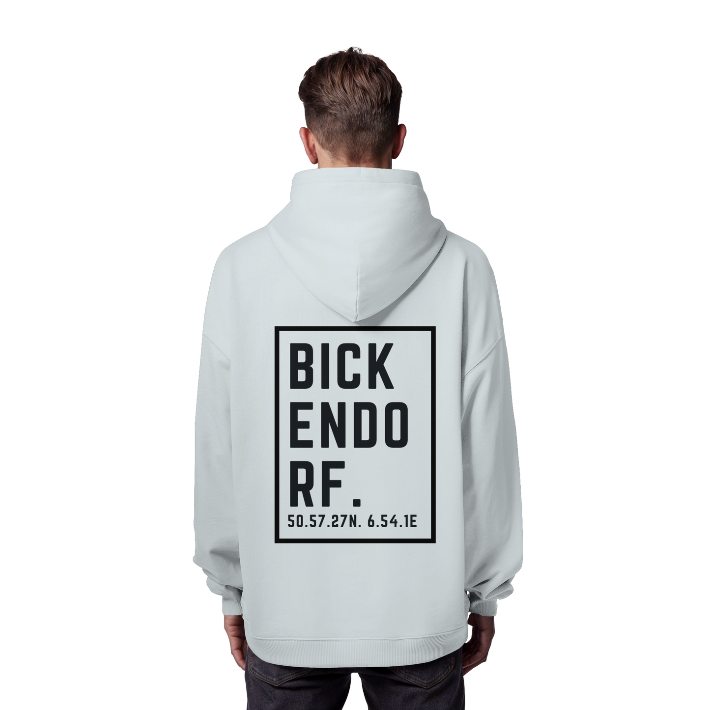Bickendorf Koordinaten (großer Druck auf dem Rücken) - Organic Oversize Hoodie