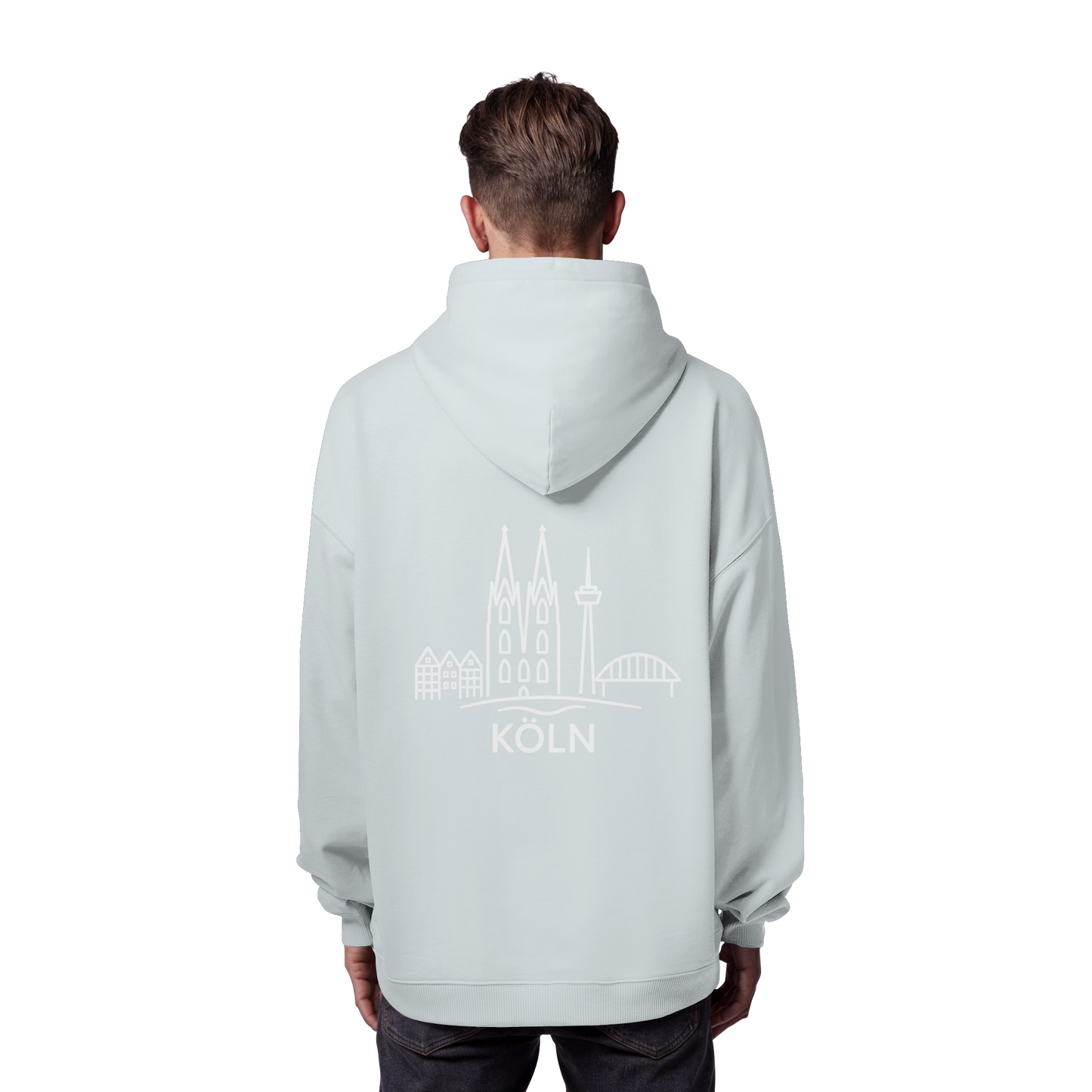 Köln Skyline (großer Druck auf dem Rücken) - Organic Oversize Hoodie