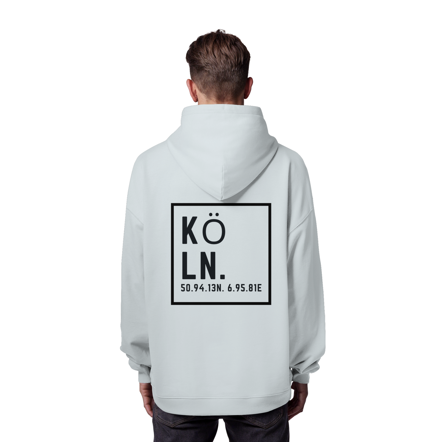 Köln Koordinaten (großer Druck auf dem Rücken) - Organic Oversize Hoodie
