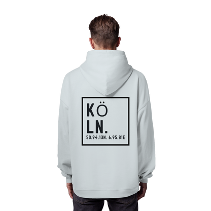 Köln Koordinaten (großer Druck auf dem Rücken) - Organic Oversize Hoodie