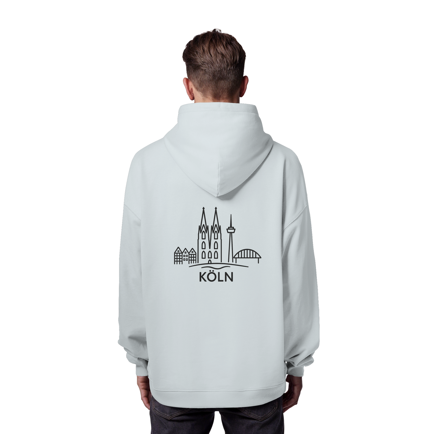 Köln Skyline (großer Druck auf dem Rücken) - Organic Oversize Hoodie