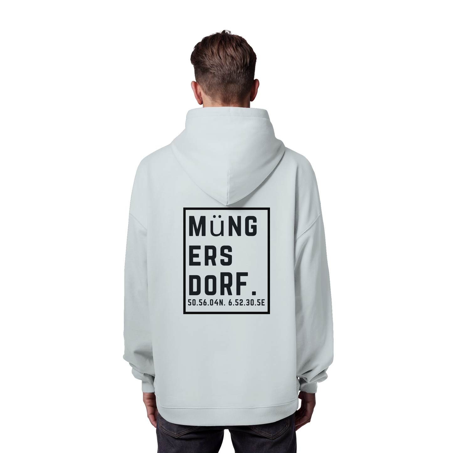 Müngersdorf Koordinaten (großer Druck auf dem Rücken) - Organic Oversize Hoodie