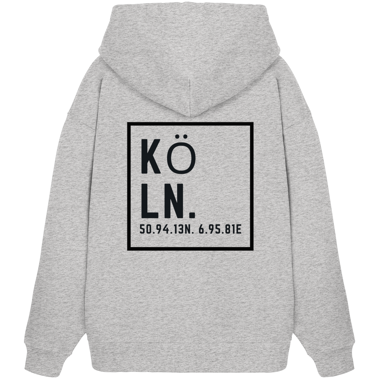Köln Koordinaten (großer Druck auf dem Rücken) - Organic Oversize Hoodie